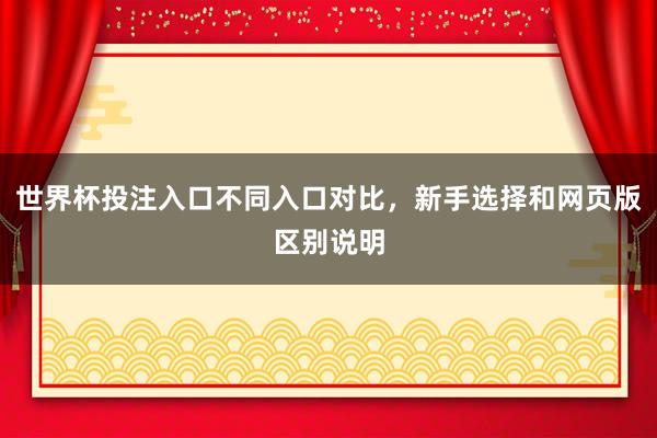世界杯投注入口不同入口对比，新手选择和网页版区别说明