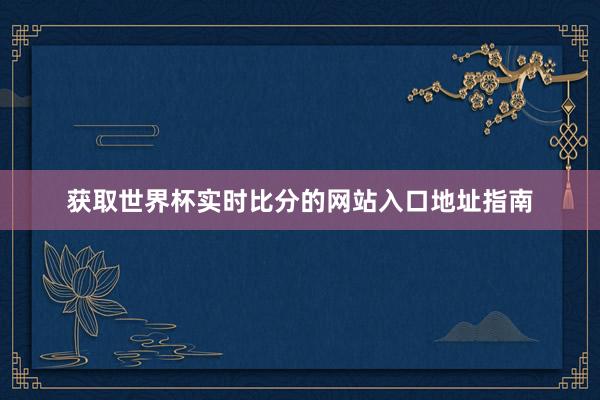 获取世界杯实时比分的网站入口地址指南
